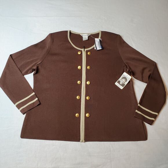 Exclusively Misook Women's Size L NWT Zip Up Cardigan Blazer Brown - Picture 4 of 7